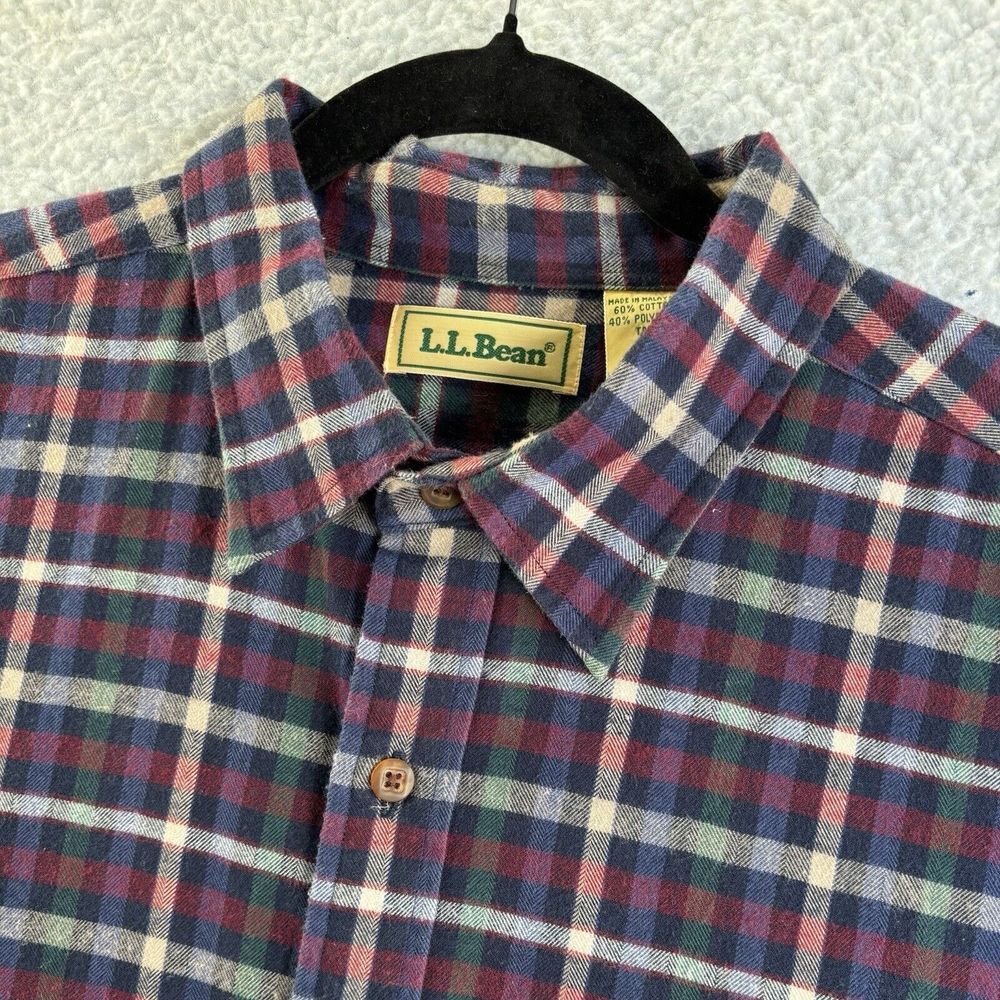 LL Bean Womens Flannel Button Up Shirt Size XL Tall Plaid Long Sleeve outdoor